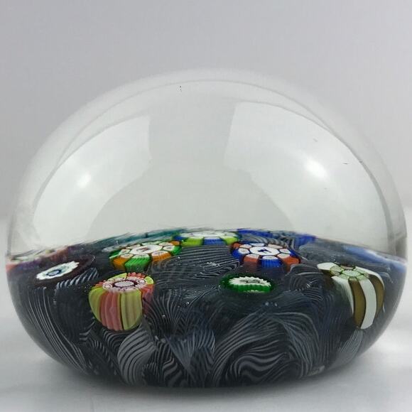 Perthshire PP47 1986 Millefiori Picture Cane Cat Puffin Black Lace Paperweight - Picture 4 of 16
